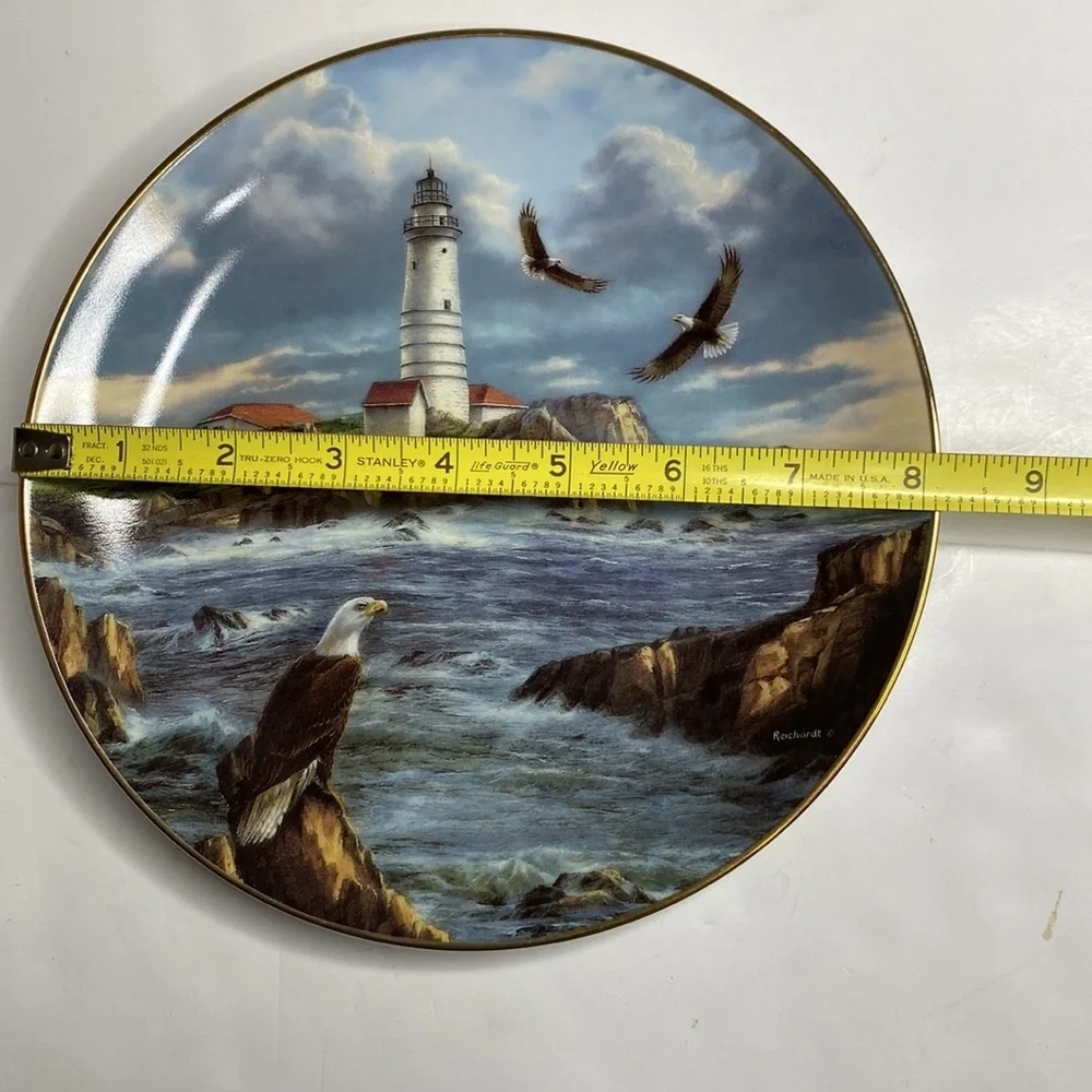 Vigilant Guardian Collector Plate By Rudi Reichardt With Lighthouse & Eagles 8
